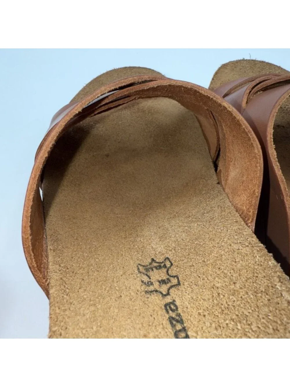 Anna Fidenza Brown Leather Crisscross Wedge Slide Sandals Italy Sz 38/US 7.5-8